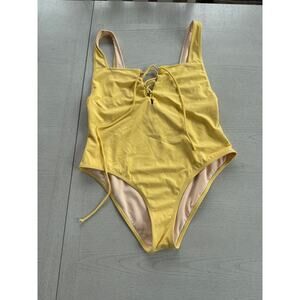 Butter Yellow Pastel LA Hearts One Piece Lace Up Swimsuit Size XL (N)